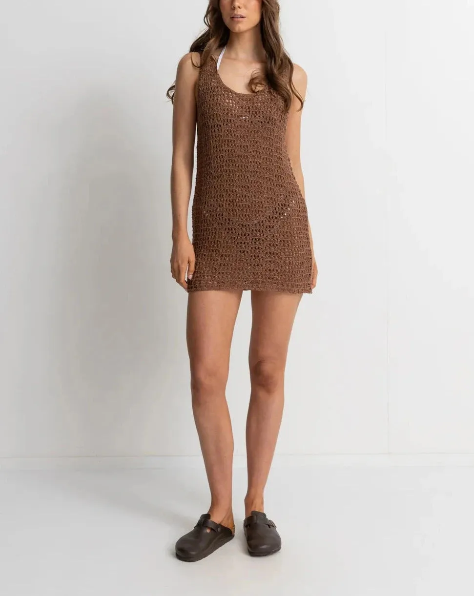 Maddie Knit Mini Dress in Chocolate