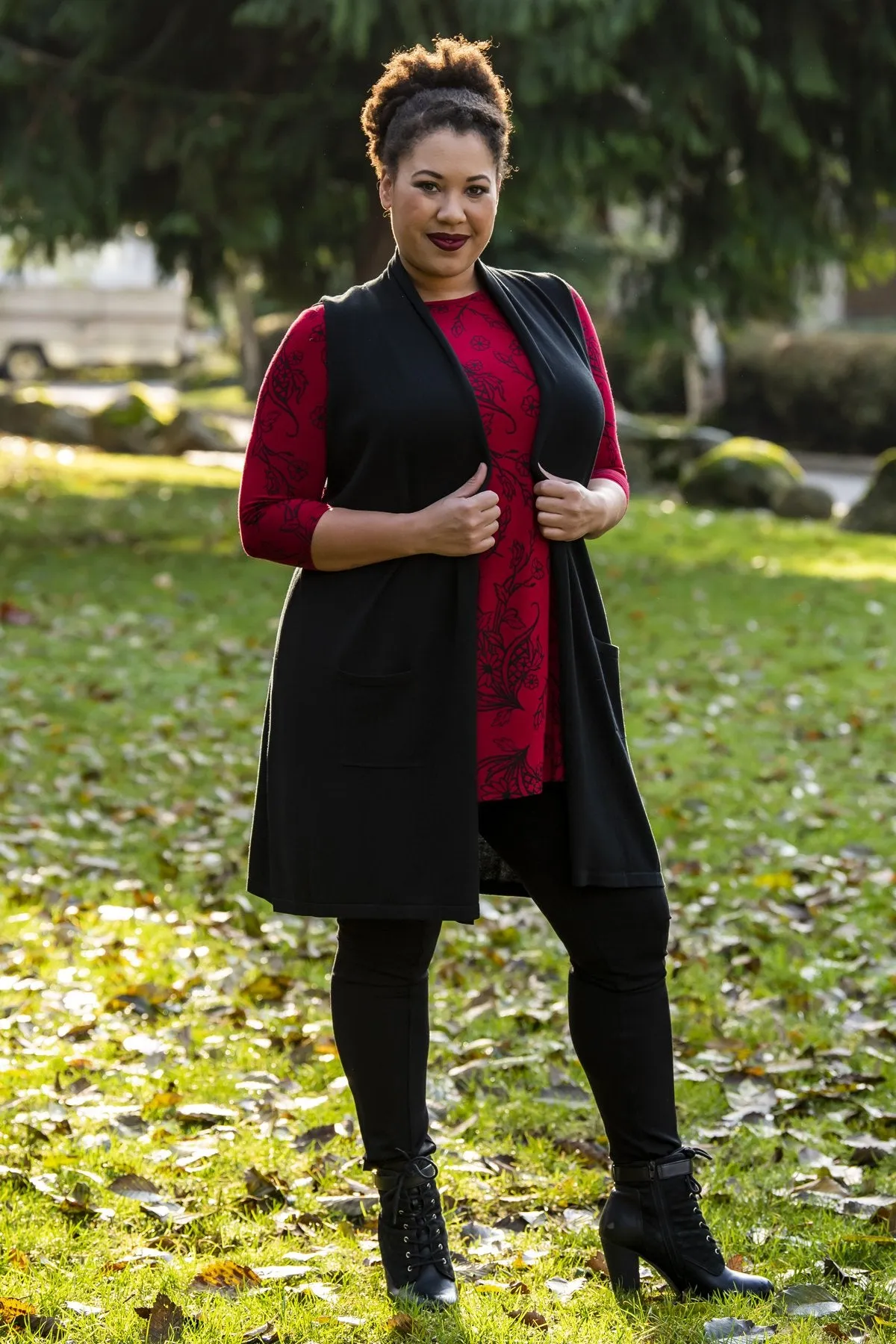 Miranda Vest, Black, Bamboo Cotton