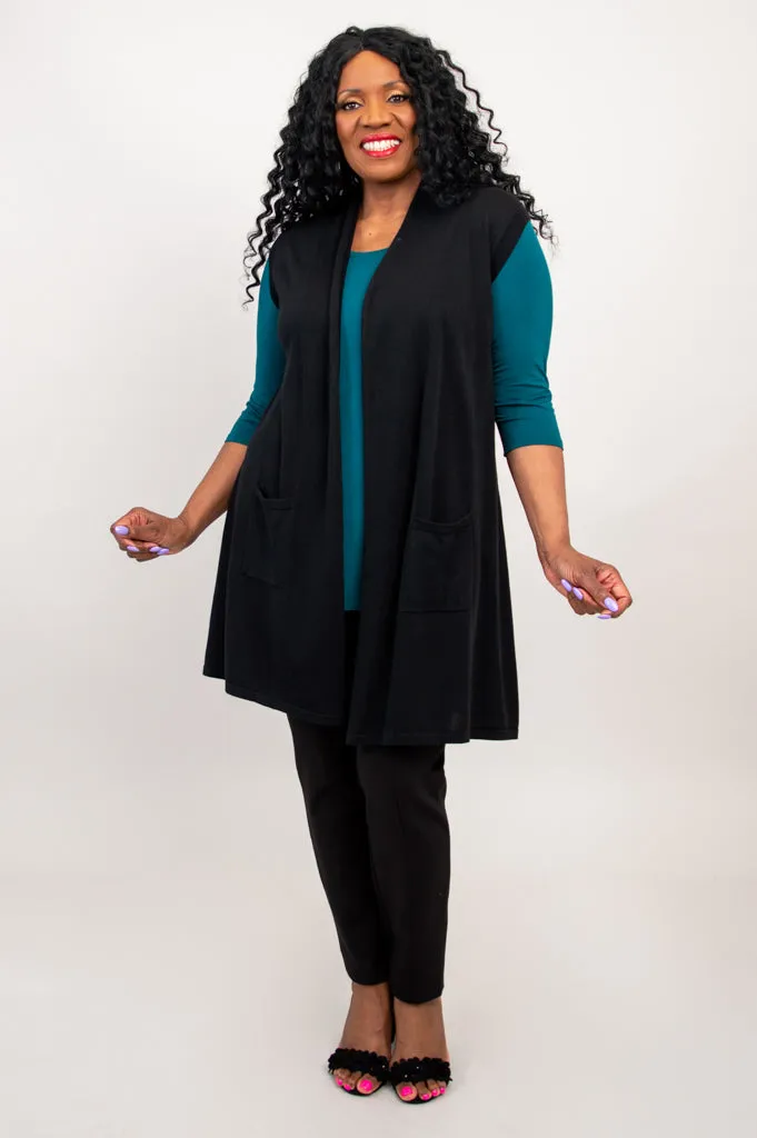 Miranda Vest, Black, Bamboo Cotton