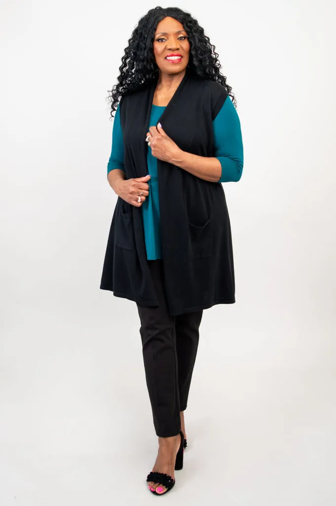 Miranda Vest, Black, Bamboo Cotton
