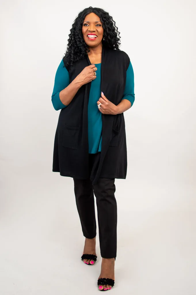Miranda Vest, Black, Bamboo Cotton