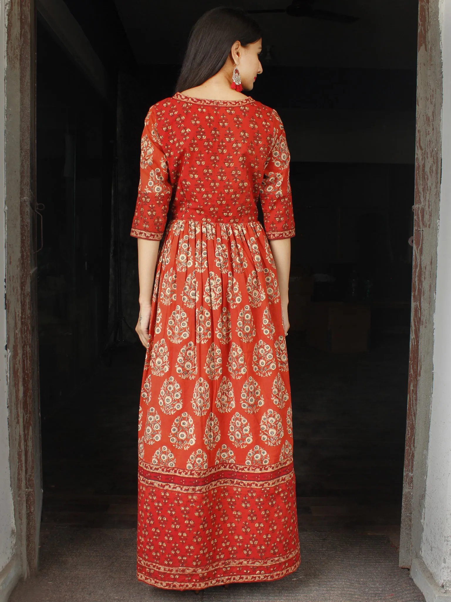 Motif Saga - Hand Block Printed Cotton Long Angrakha Dress  - D338F1830
