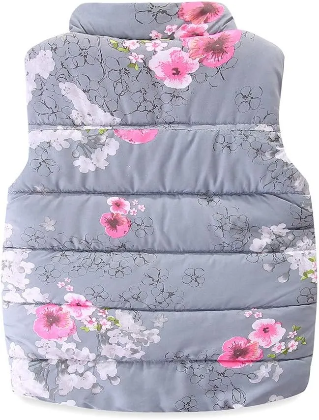 Mud Kingdom Puffer Vest Girls Floral Fleece Lined 3-10 Years