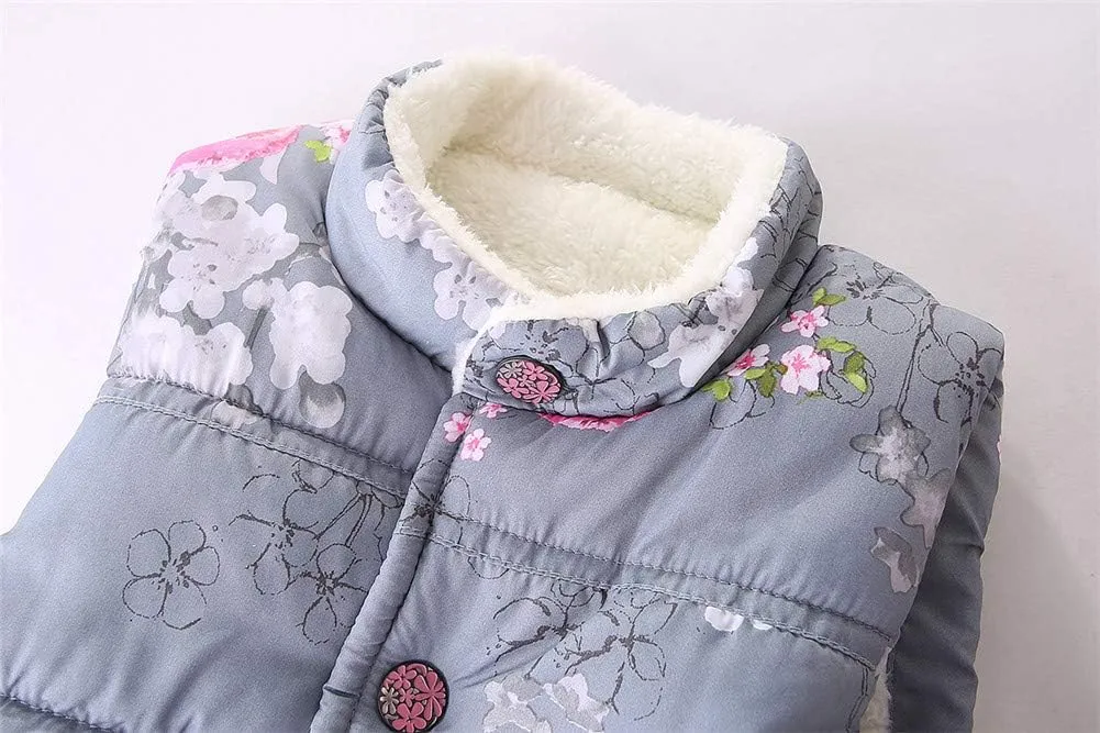 Mud Kingdom Puffer Vest Girls Floral Fleece Lined 3-10 Years
