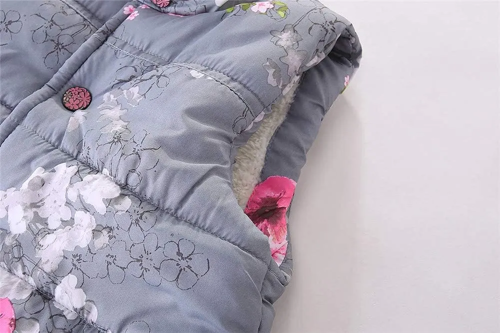 Mud Kingdom Puffer Vest Girls Floral Fleece Lined 3-10 Years