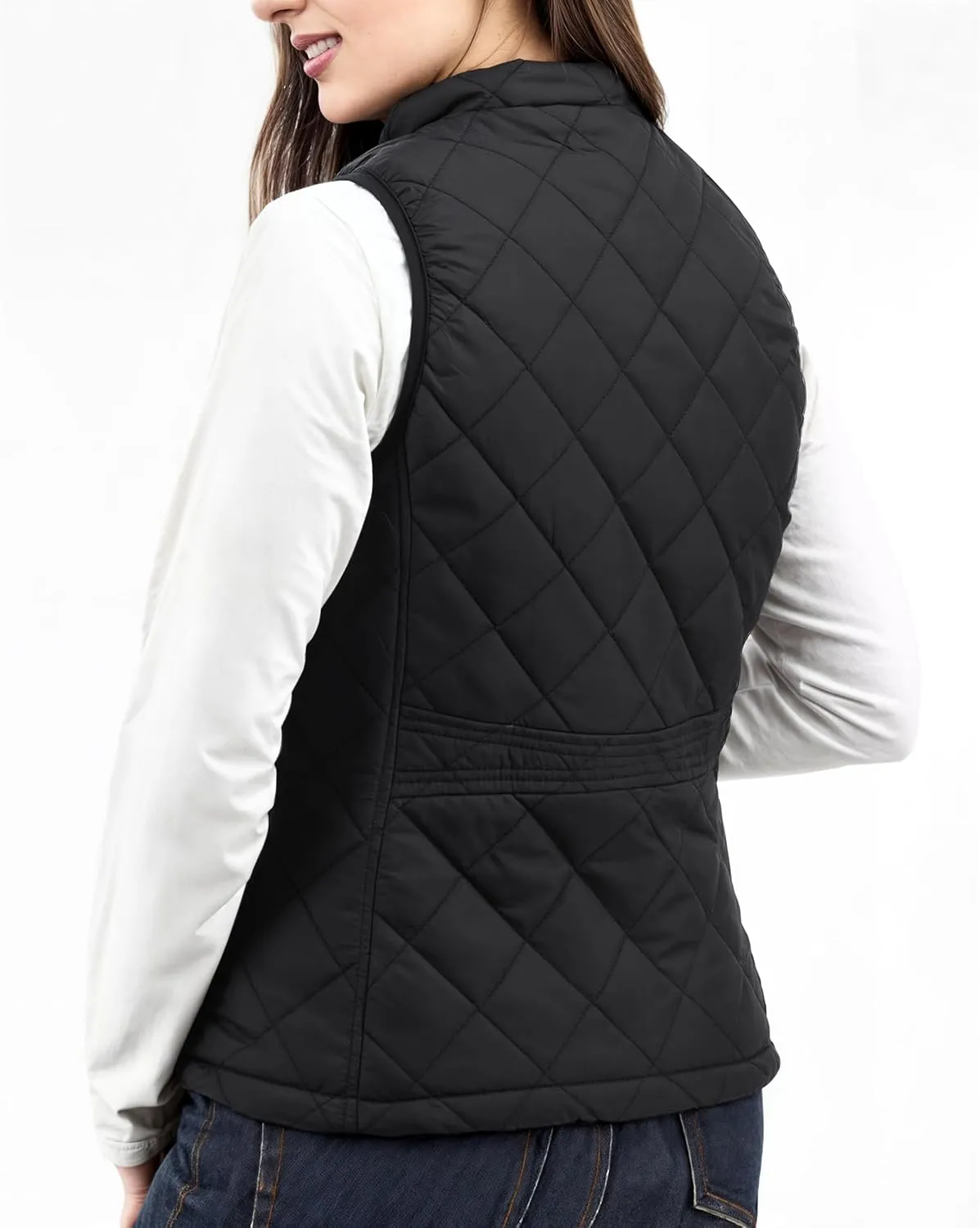 NY Threads Puffer Vest Women Slim Fit Lightweight Stand Collar Quilted Zip Puffer Vest