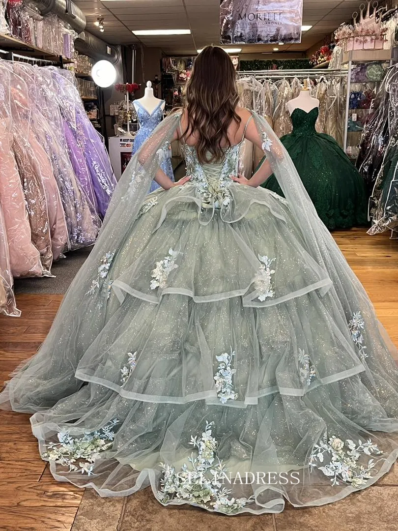 Off-the-shoulder Embroidery Ball Gown Princess Sage Formal Gowns Evening Dress sew1090