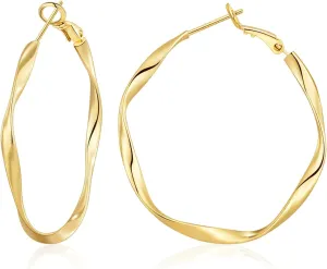OOOPEL Gold Hoops Earrings for Women, Big 925 Sterling Silver Hoop Earrings Lightweight Hypoallergenic Sterling Silver Hoop Earrings for Women 30MM 40MM 50MM 60MM