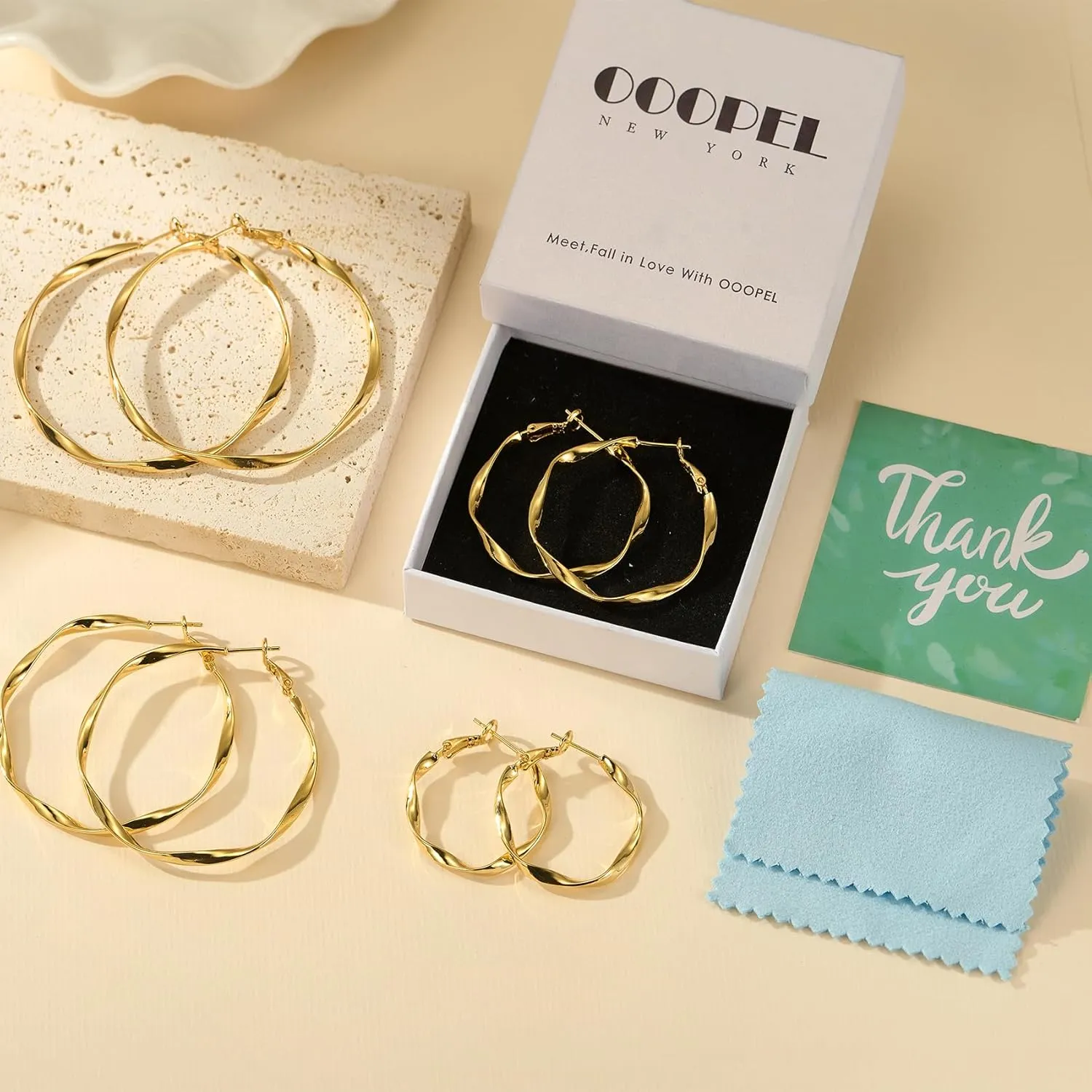 OOOPEL Gold Hoops Earrings for Women, Big 925 Sterling Silver Hoop Earrings Lightweight Hypoallergenic Sterling Silver Hoop Earrings for Women 30MM 40MM 50MM 60MM