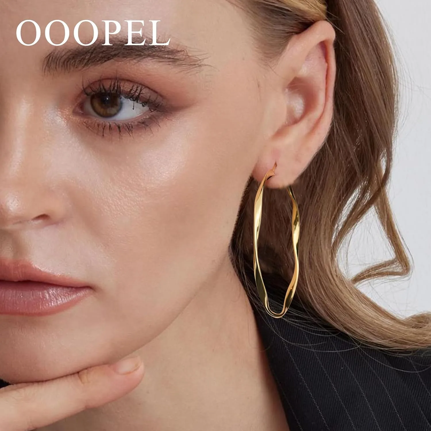 OOOPEL Gold Hoops Earrings for Women, Big 925 Sterling Silver Hoop Earrings Lightweight Hypoallergenic Sterling Silver Hoop Earrings for Women 30MM 40MM 50MM 60MM