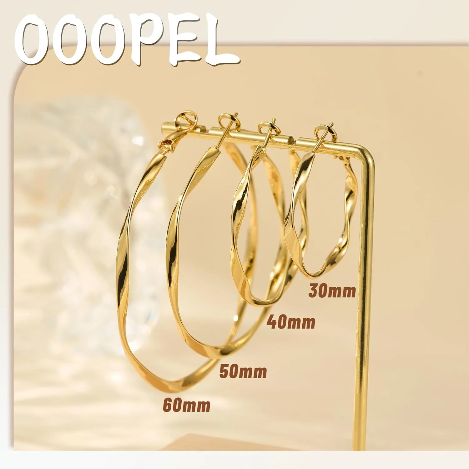 OOOPEL Gold Hoops Earrings for Women, Big 925 Sterling Silver Hoop Earrings Lightweight Hypoallergenic Sterling Silver Hoop Earrings for Women 30MM 40MM 50MM 60MM