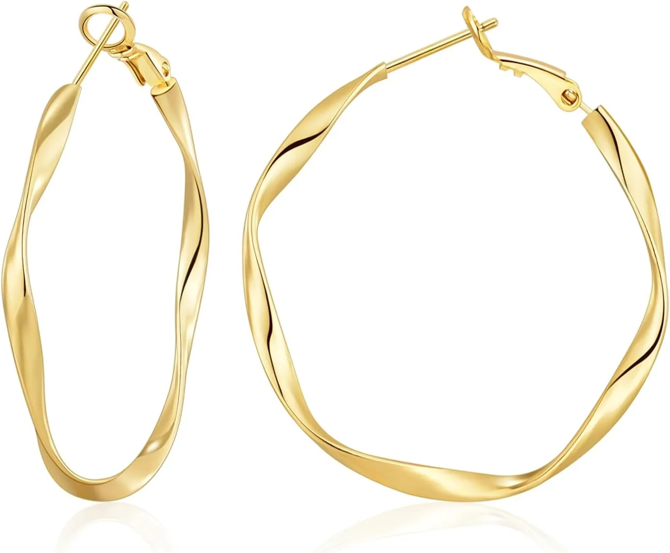 OOOPEL Gold Hoops Earrings for Women, Big 925 Sterling Silver Hoop Earrings Lightweight Hypoallergenic Sterling Silver Hoop Earrings for Women 30MM 40MM 50MM 60MM