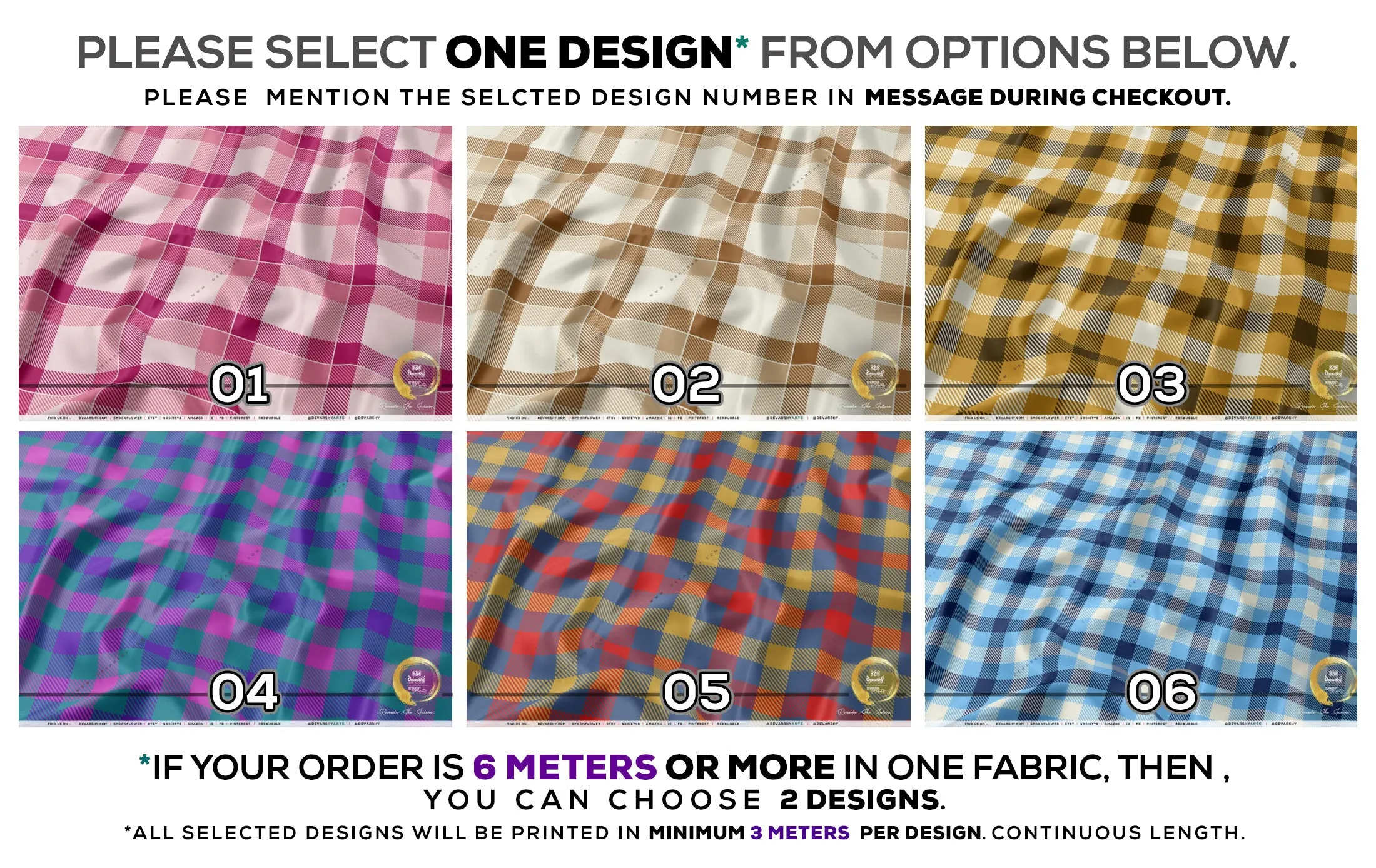 Pastel Checks Apparel Fabric 3Meters , 6 Designs | 8 Fabrics Option | Plaid Fabric By the Yard | 037