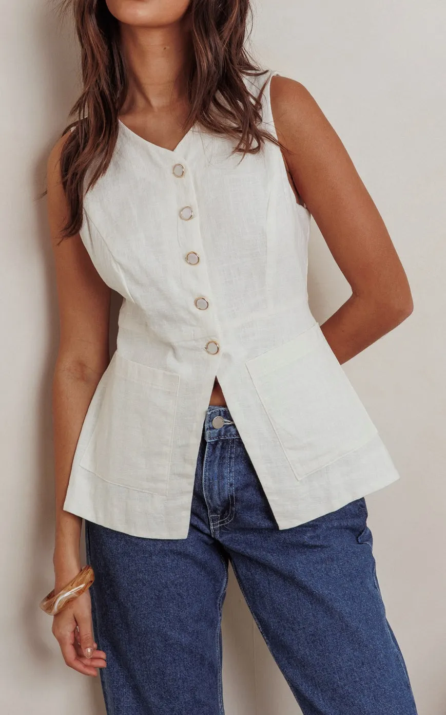 Pearl Linen Vest