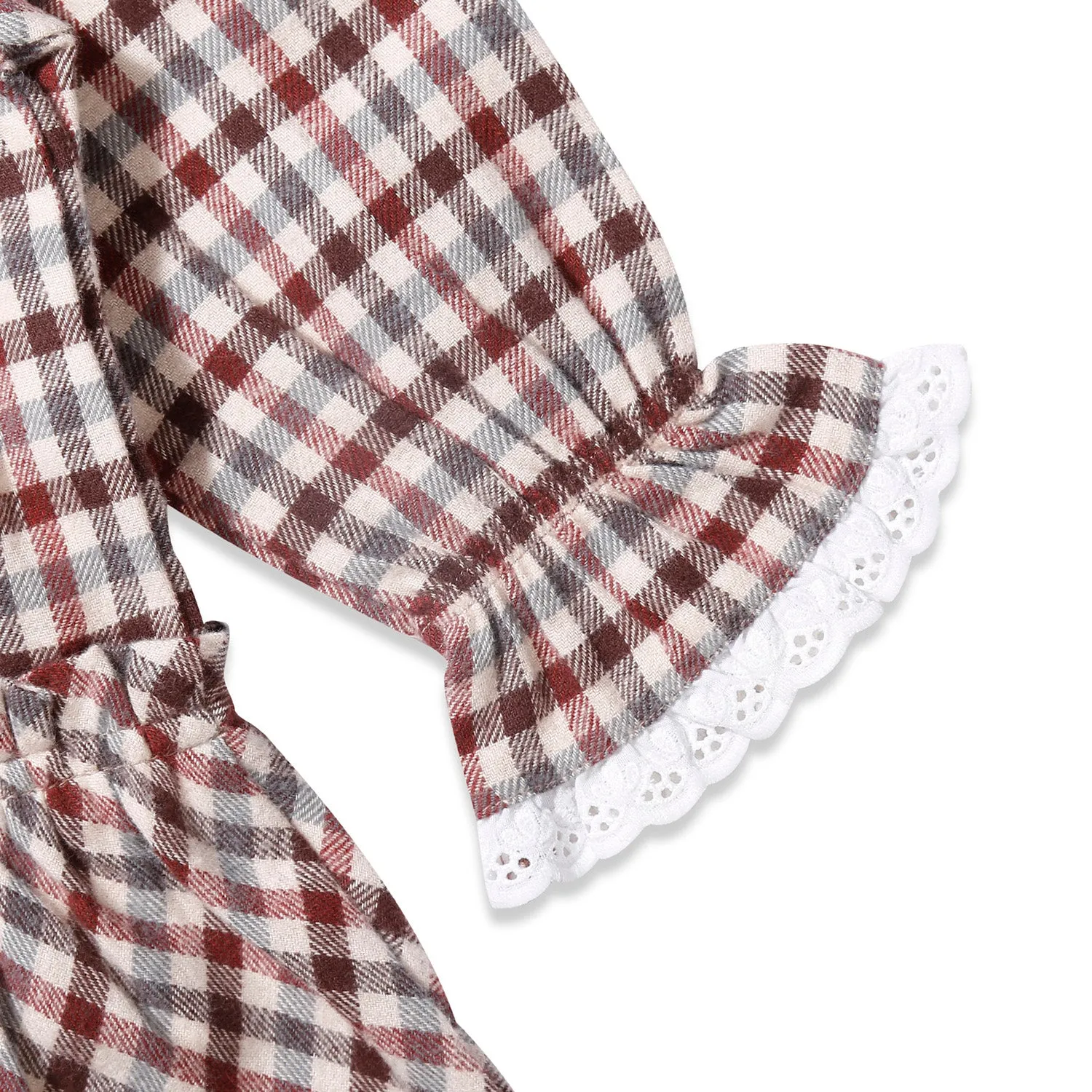 Peter Pan Collar Checks Full Sleeves Dress
