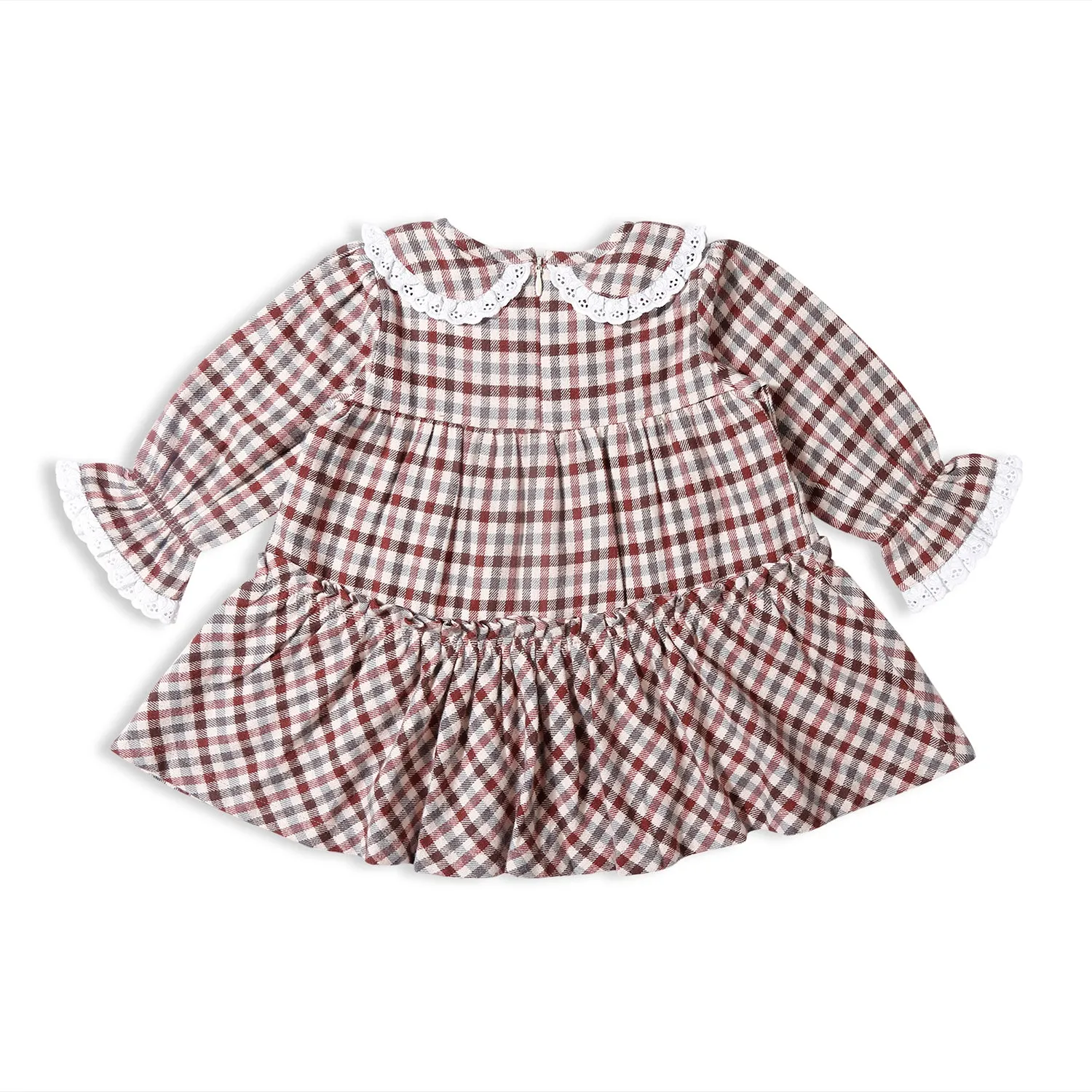 Peter Pan Collar Checks Full Sleeves Dress