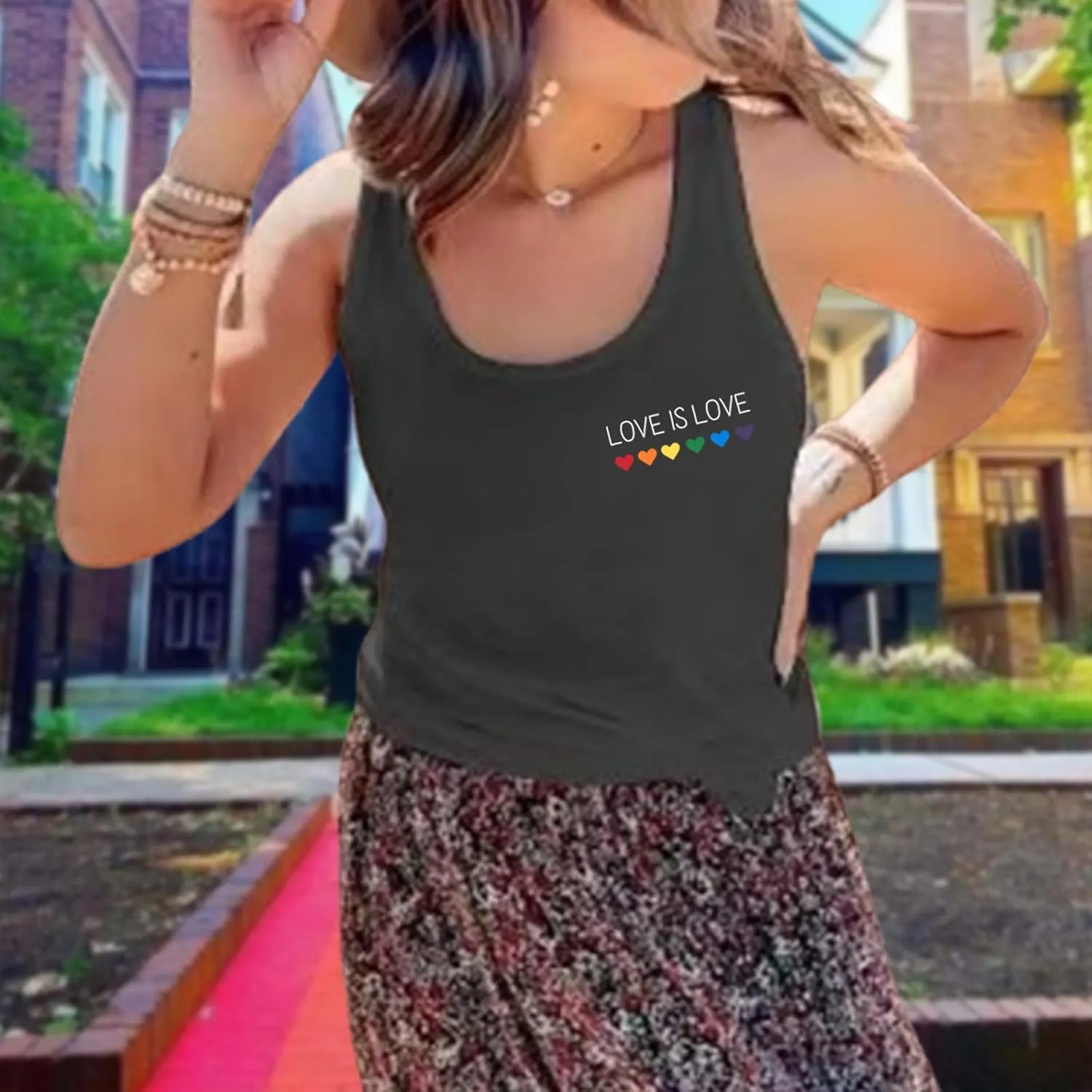 Pride Tank Tops for Women: LGBT Rainbow Heart T-Shirts Lesbian Sleeveless Tee LGBTQ Pride Raceback Vest Tops