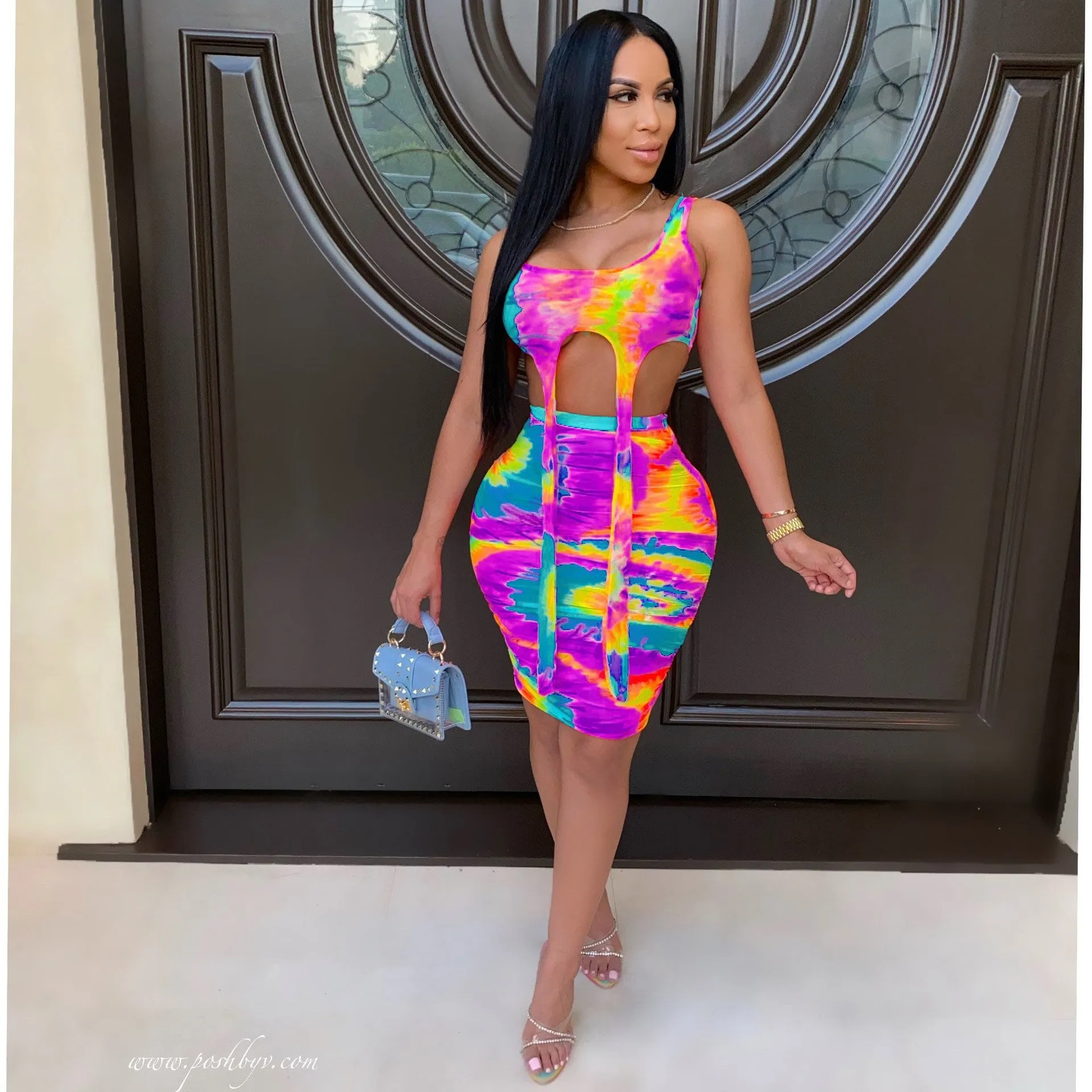 Printed Tie-dye Casual Skirt Outfit Vest Two-piece Set