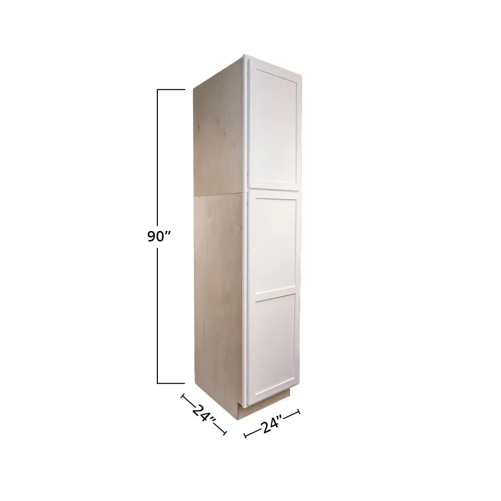 Pure White 24" x 90" Tall Pantry Linen Cabinet