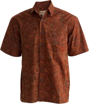 Ripple Rosso Tropical Hawaiian Cotton Batik Shirt for Men