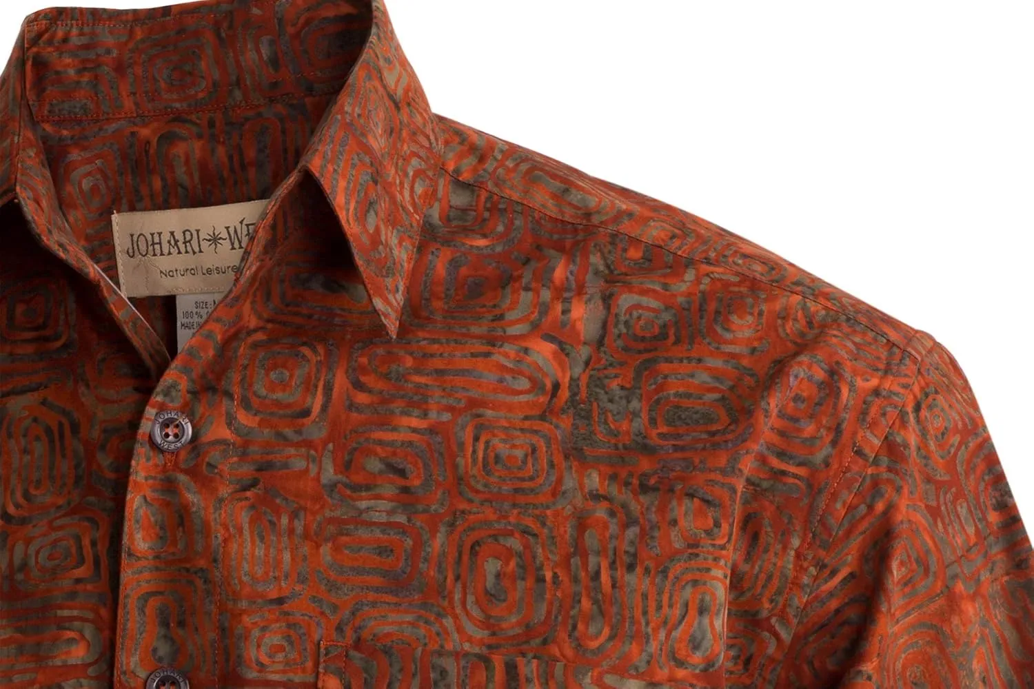 Ripple Rosso Tropical Hawaiian Cotton Batik Shirt for Men