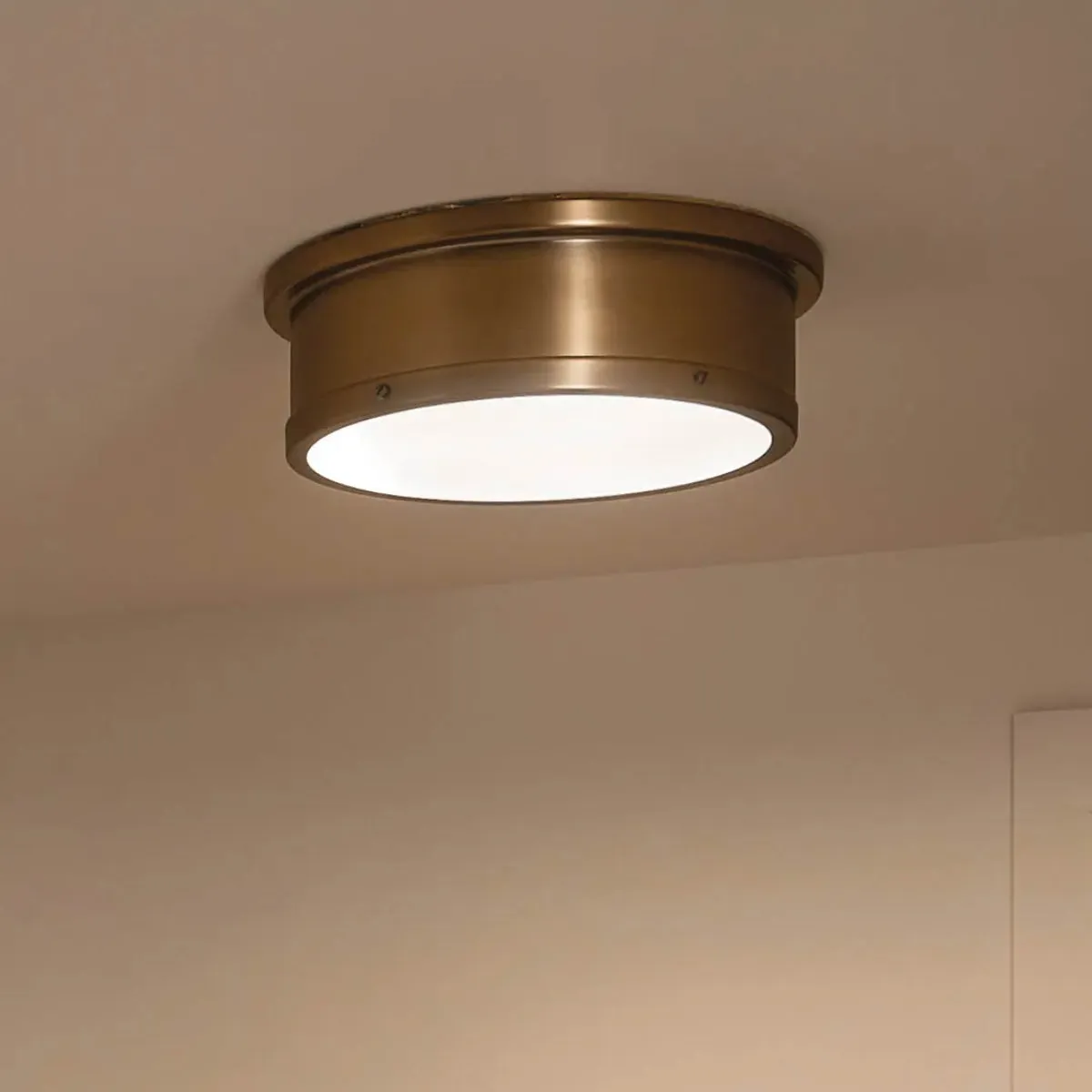 Serca 18" 3-Light Flush Mount Light, Brushed Natural Brass Finish