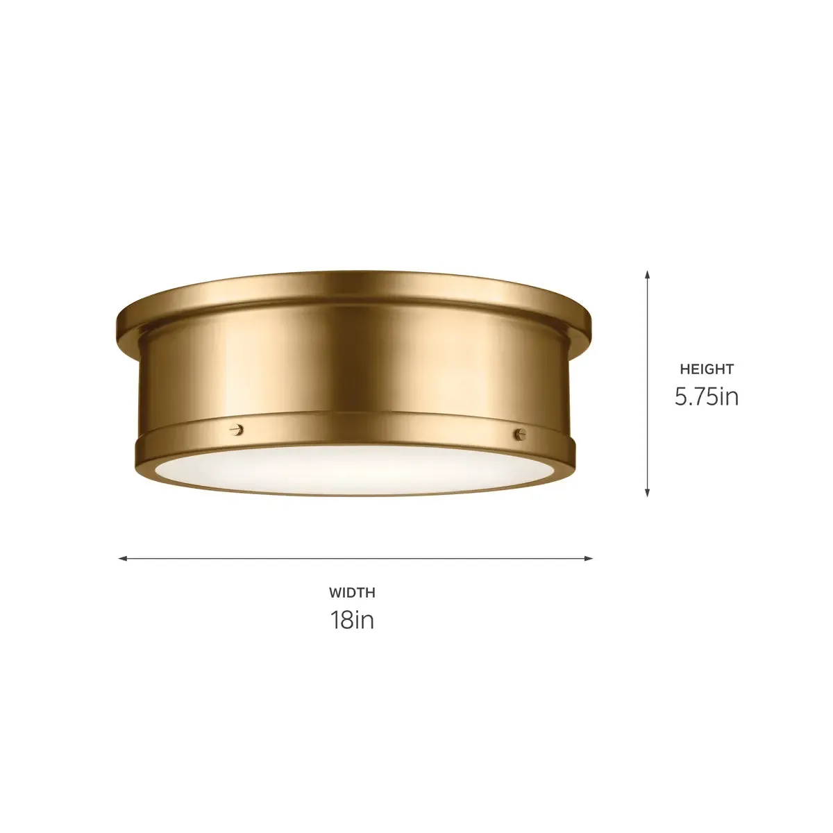 Serca 18" 3-Light Flush Mount Light, Brushed Natural Brass Finish
