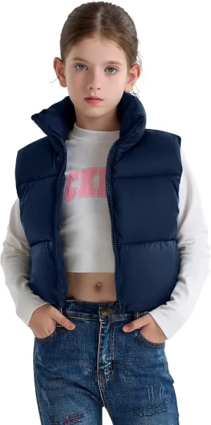 SOLOCOTE Girls Puffy Vest Coat Water-Resistant Warm Winter Sleeveless Kids Jacket for 4-14 Years