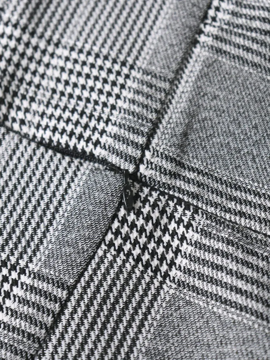 Spaghetti Strap Houndstooth Vest Dress - Black