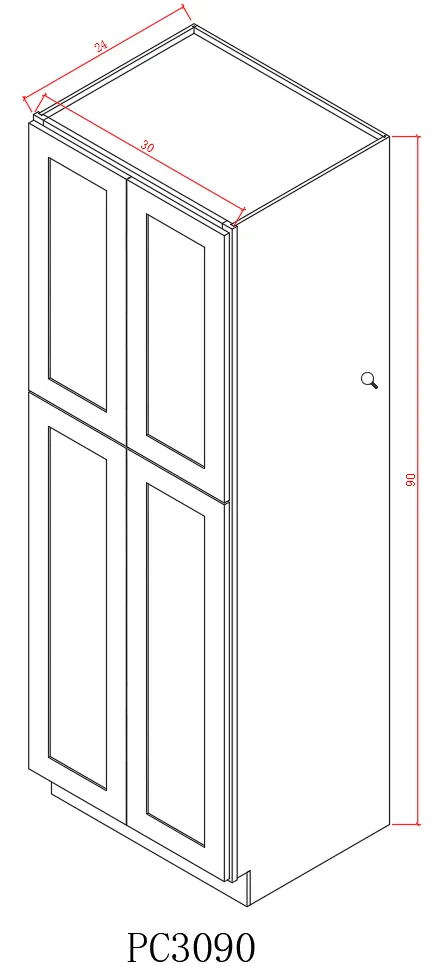 Tall 30" - Pure Black 30 Inch Pantry Cabinet/90" Face