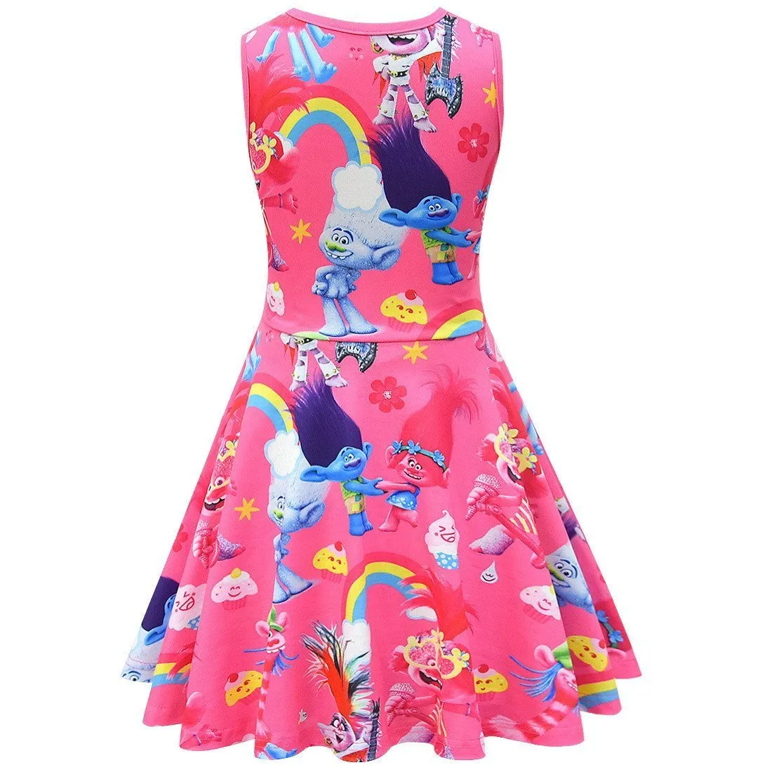 Trolls 2 Kids Sleeveless Cartoon Vest Skirt Printed Princess Party Dress