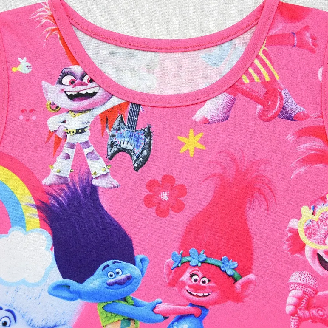 Trolls 2 Kids Sleeveless Cartoon Vest Skirt Printed Princess Party Dress
