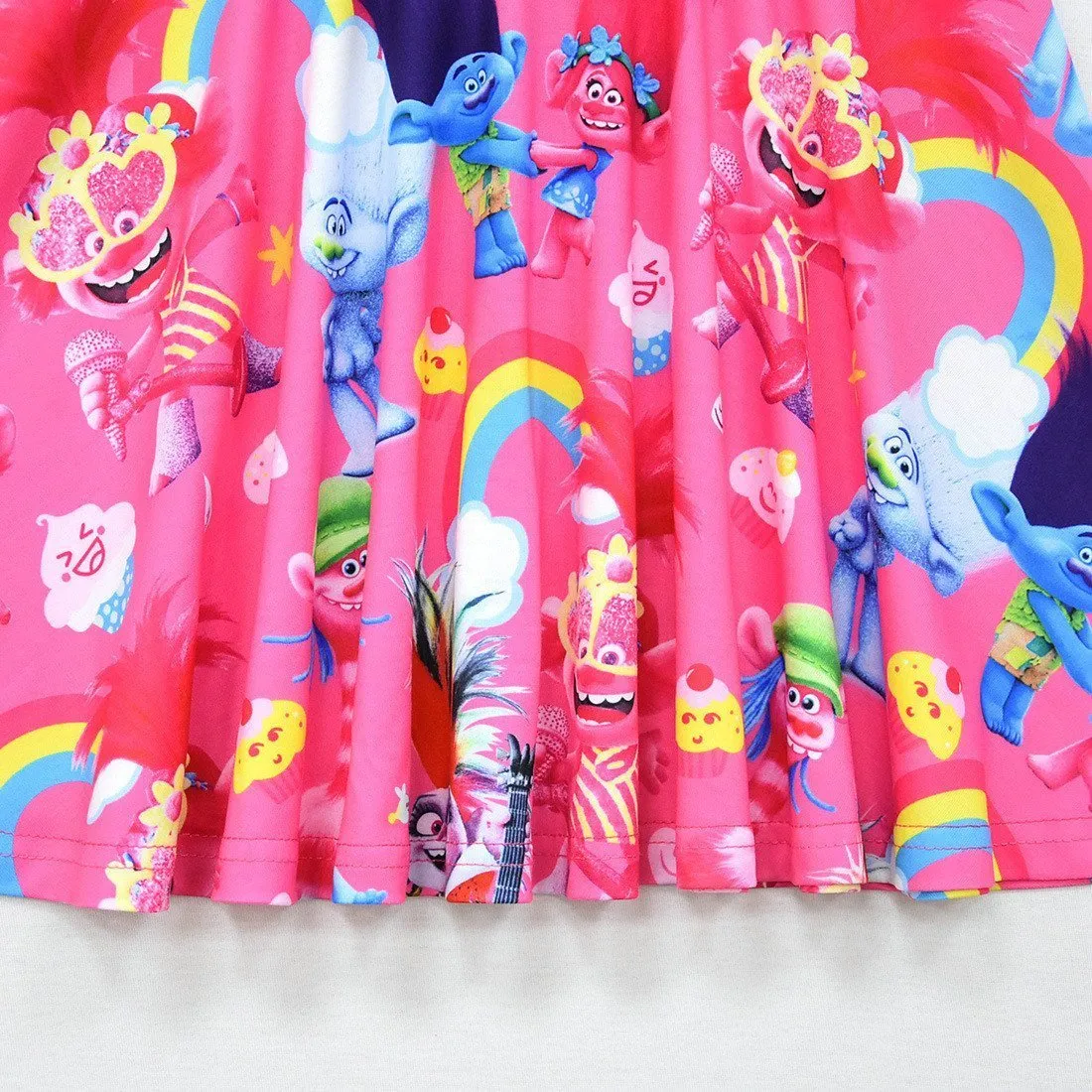 Trolls 2 Kids Sleeveless Cartoon Vest Skirt Printed Princess Party Dress