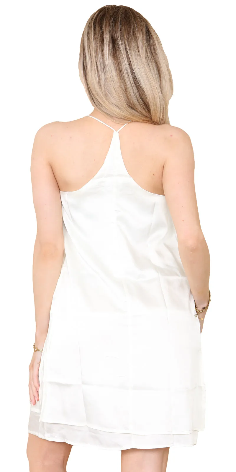 Women Cowl Front Satin Cami Dress