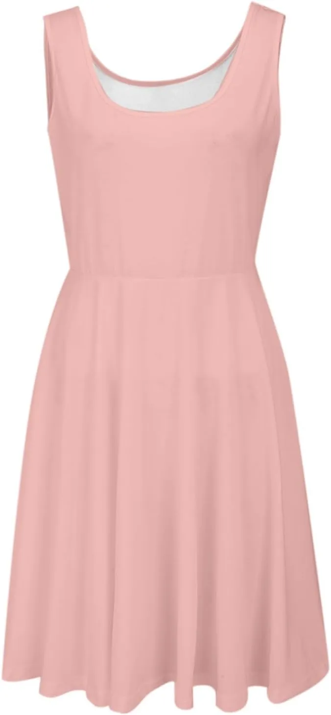 Women's Summer Dresses Scoop Neck Sleeveless A-Line Ribbed Knit Above Knee Tank Dress