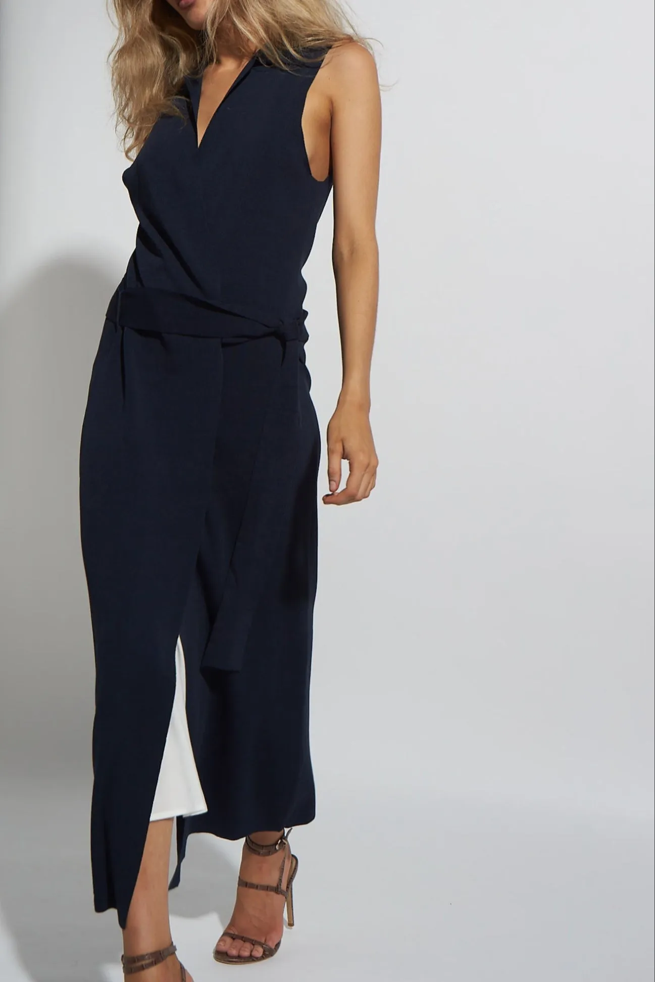 WRAP VEST DRESS BLACK