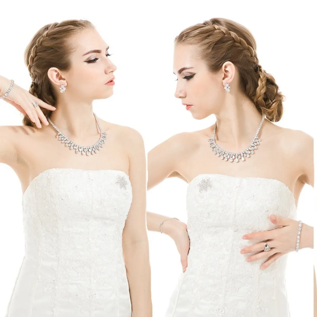 Yellow Chimes A5 Grade Crystal Classic Designer White Crystal Earrings for Women and Girls