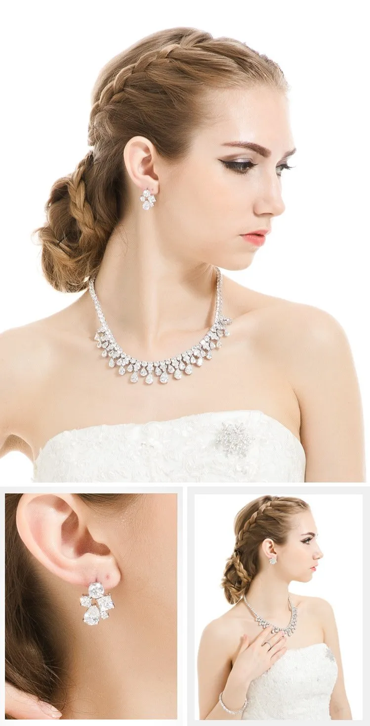 Yellow Chimes A5 Grade Crystal Classic Designer White Crystal Earrings for Women and Girls