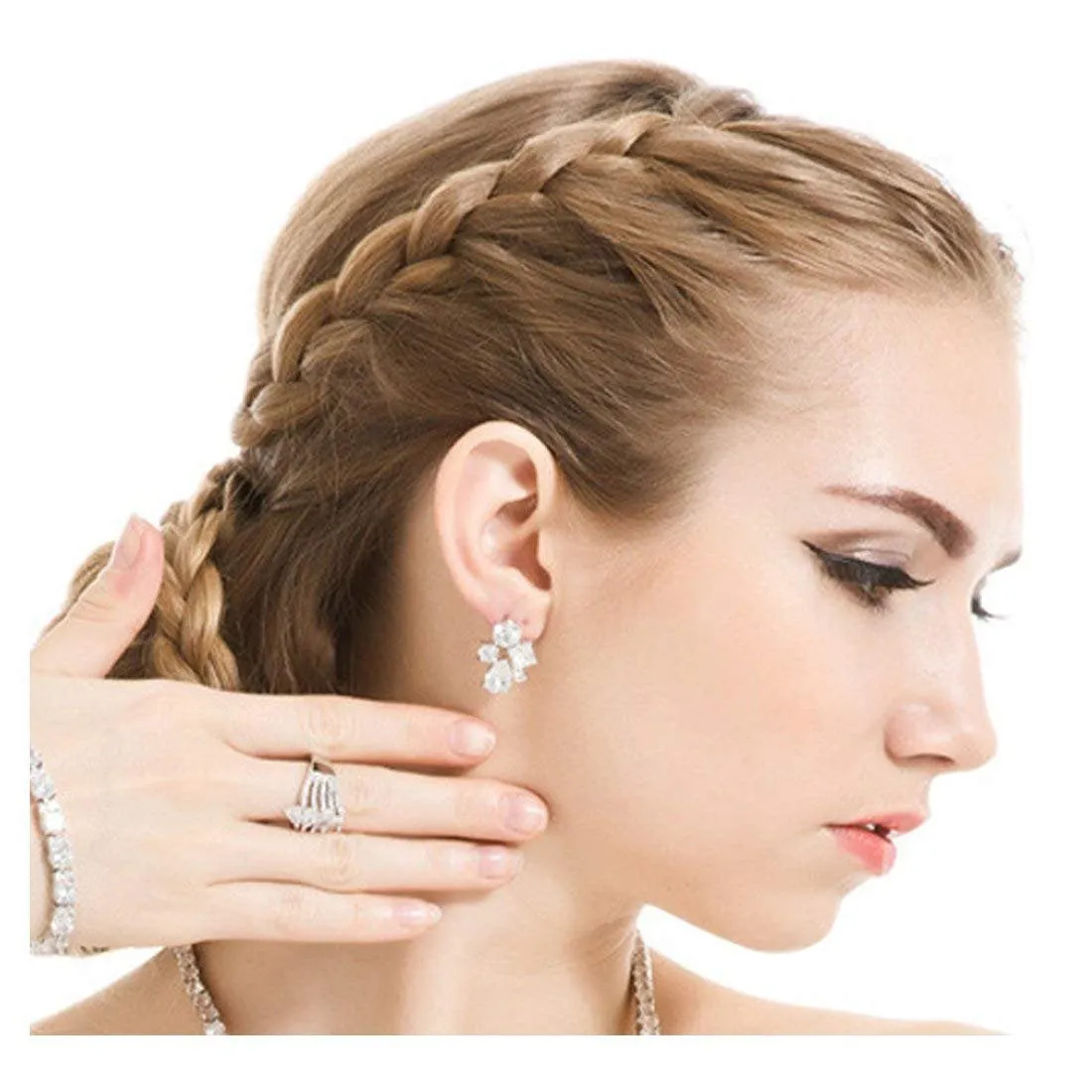 Yellow Chimes A5 Grade Crystal Classic Designer White Crystal Earrings for Women and Girls