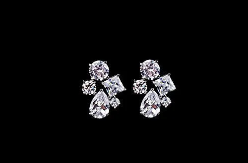 Yellow Chimes A5 Grade Crystal Classic Designer White Crystal Earrings for Women and Girls