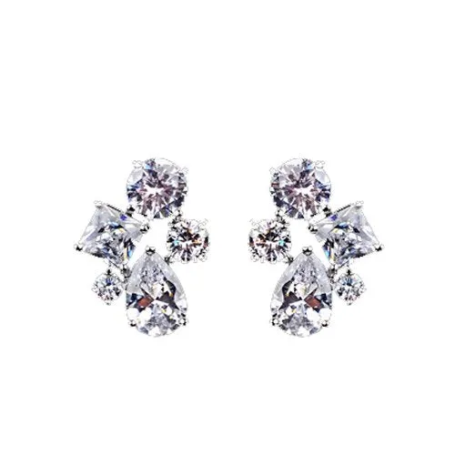 Yellow Chimes A5 Grade Crystal Classic Designer White Crystal Earrings for Women and Girls