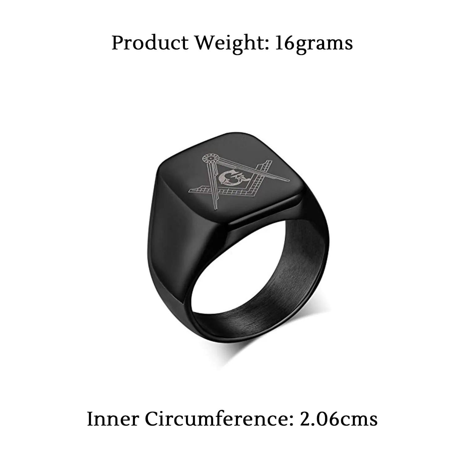 Yellow Chimes Rings for Men Rock Cool Casual Ring AG Masonic Logo Religious Freemason Symbol Black Titanium Steel Ring for Men & Boys. (10)